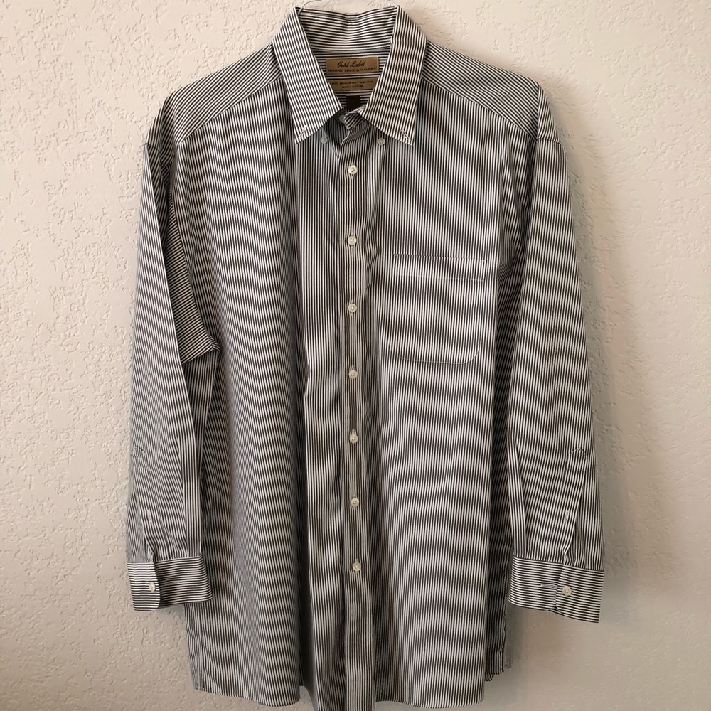 Gold Label Roundtree and Yorke Men’s Long Sleeve Striped Button Down Shirt Large
